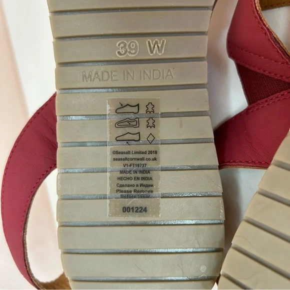 Seasalt Sunny Cove Leather Sandals Size UK 6 Burgundy Red Slingback Flat - Picture 7 of 7